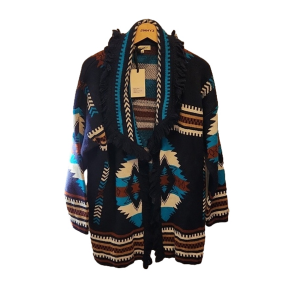 cocogio Sweaters - Navy Aztec Navajo Southwest Cardigan Sweater